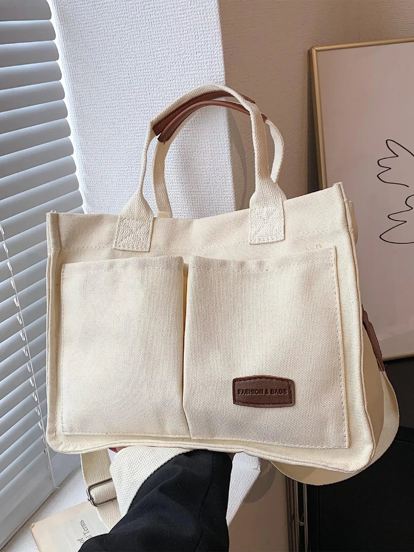 Summer Everything Tote Bag for Women, Plain/Cherry Pattern Work Bag, Everyday Shoulder Bag, Trendy Versatile Commuting Bag, Girl Large Beach Bags, Fabric Shoulder Bags