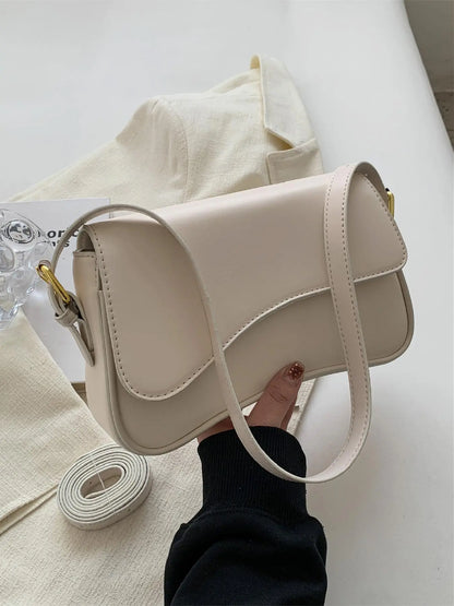 Women's Solid Color Asymmetric Classic Flap Casual Crossbody Shoulder Bag, Versatile Textured PU Leather Commuter Casual Purse for Daily Use, Everyday Crossbody Bag