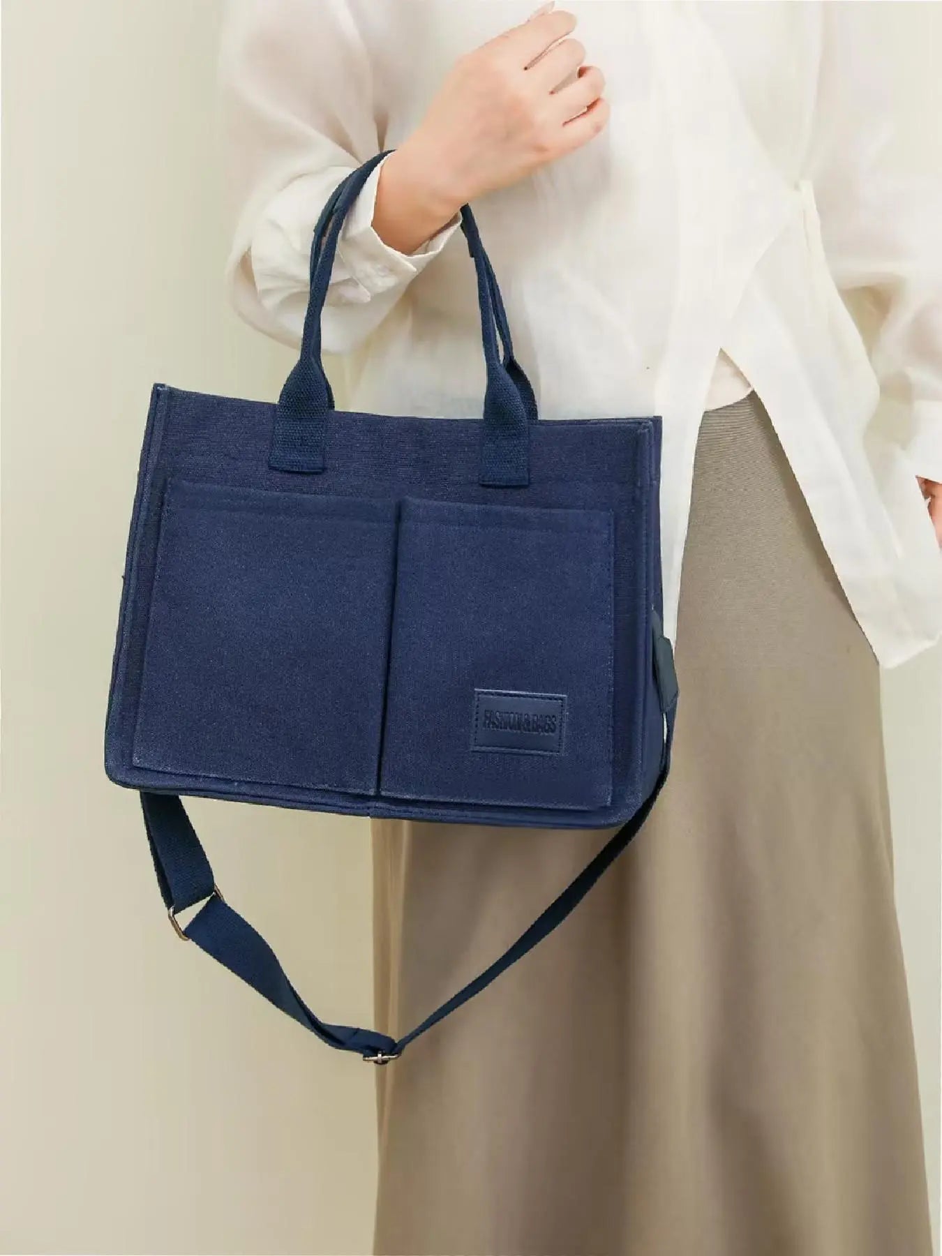 Summer Everything Tote Bag for Women, Plain/Cherry Pattern Work Bag, Everyday Shoulder Bag, Trendy Versatile Commuting Bag, Girl Large Beach Bags, Fabric Shoulder Bags